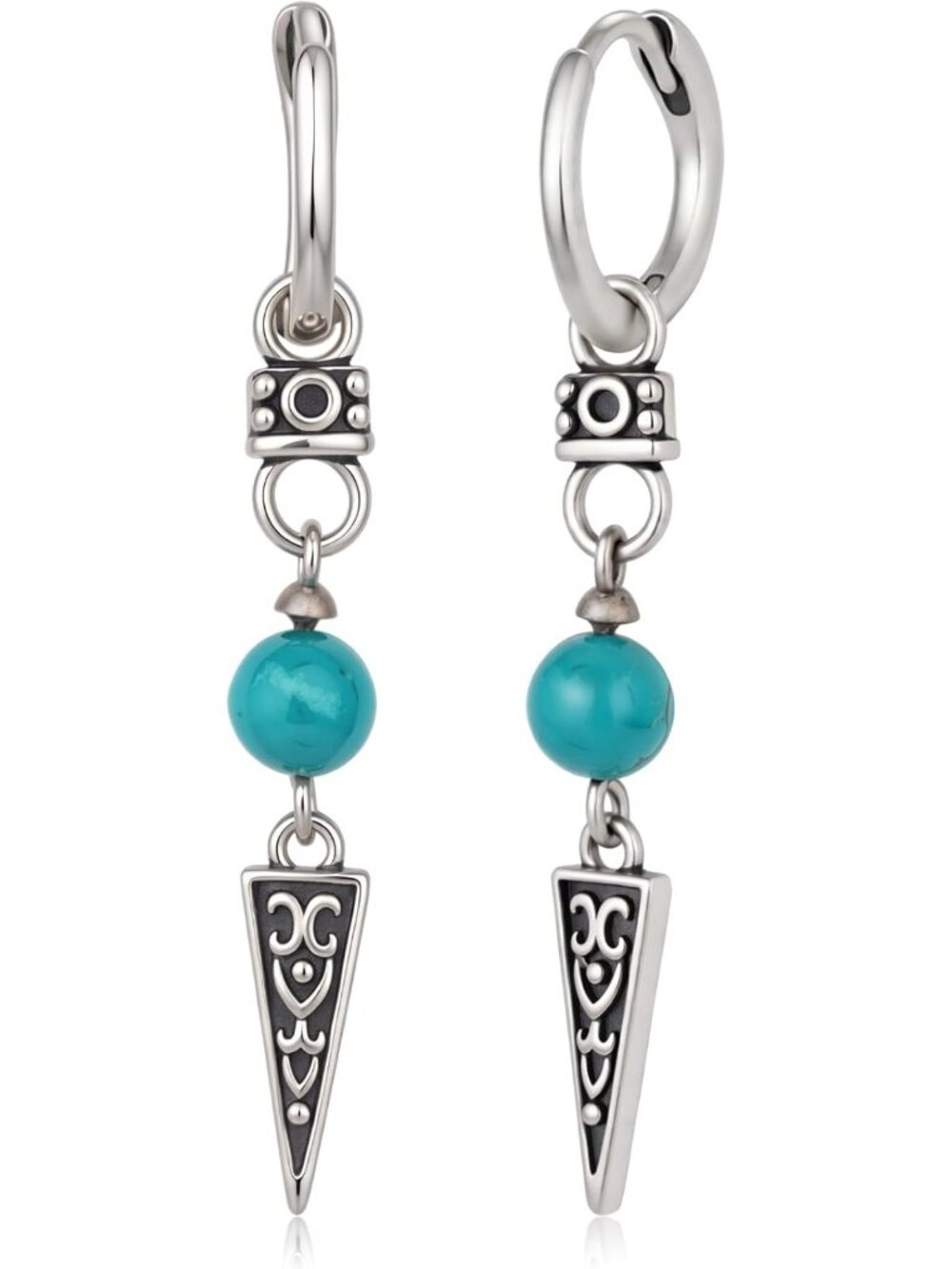 Stunning Genuine Turquoise Beaded Earrings in 925 Sterling Silver - Perfect Gift